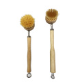 Natural beech wooden handle wash pot brush,long handle kitchen pot dish cleaning brush